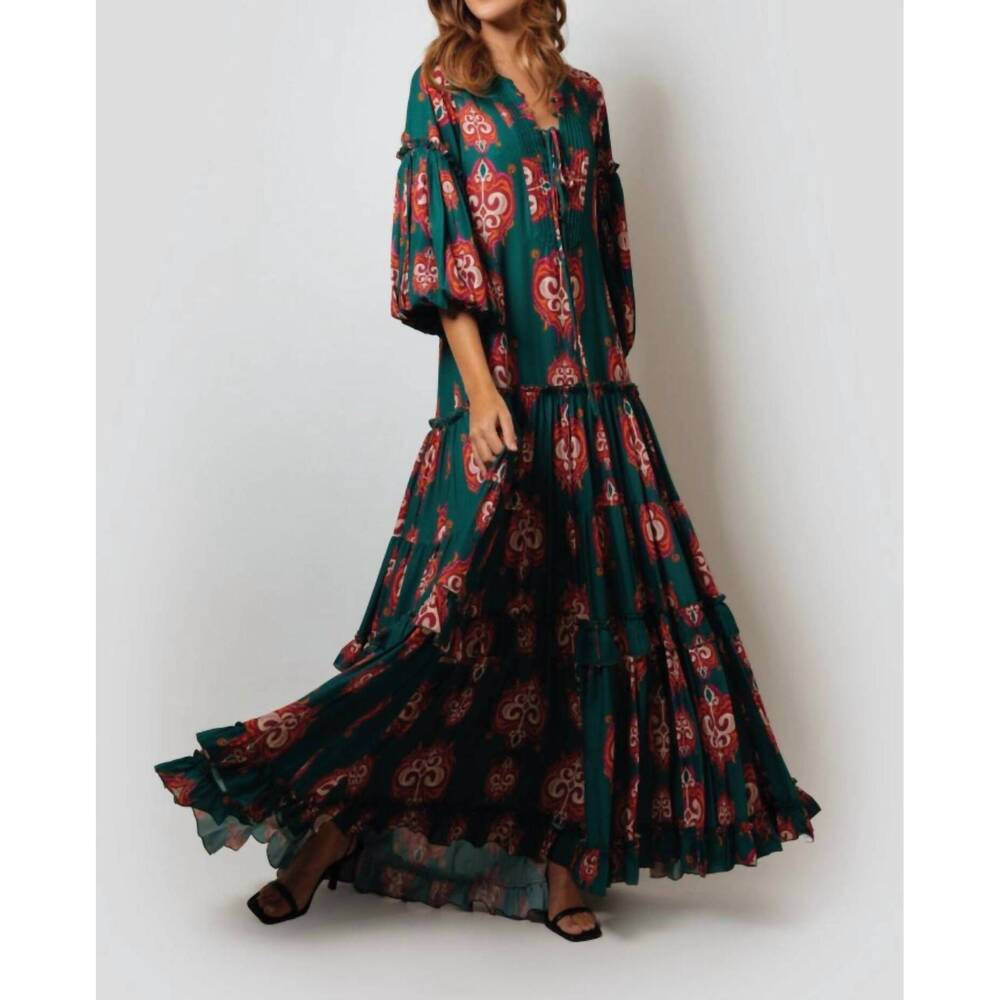 NEW KLEID rani maxi hostess dress in scherazade green